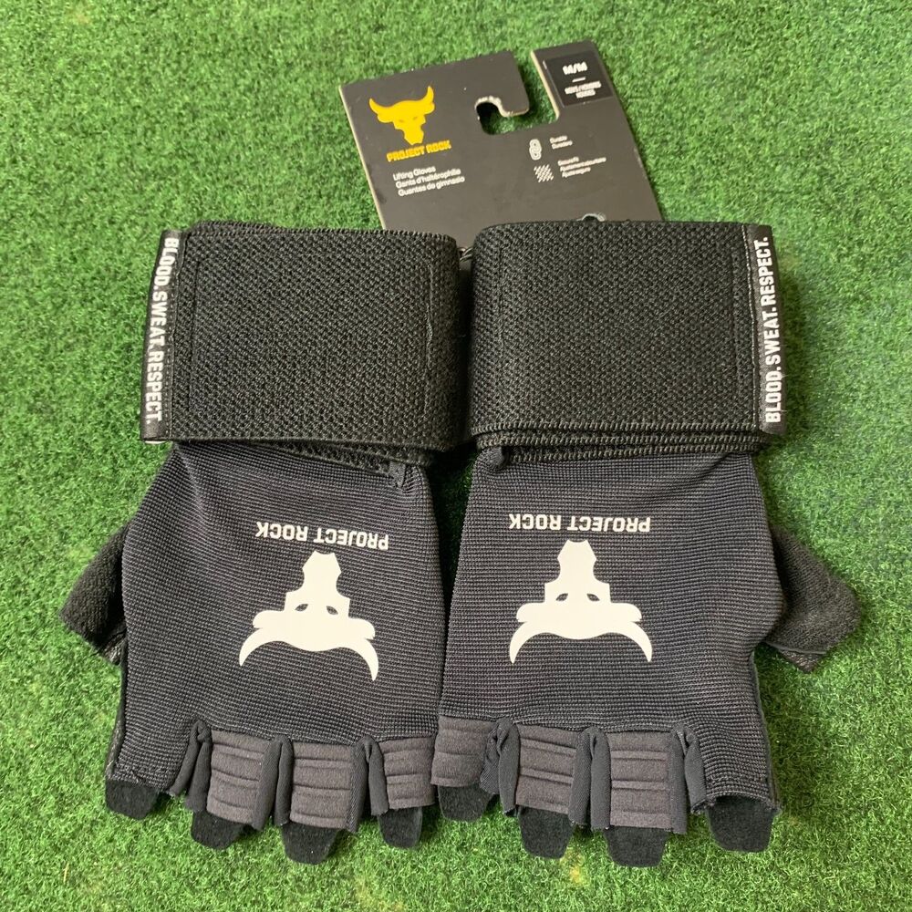 Sz M Under Armour Project Rock Lifting Gloves Black 1385378-001